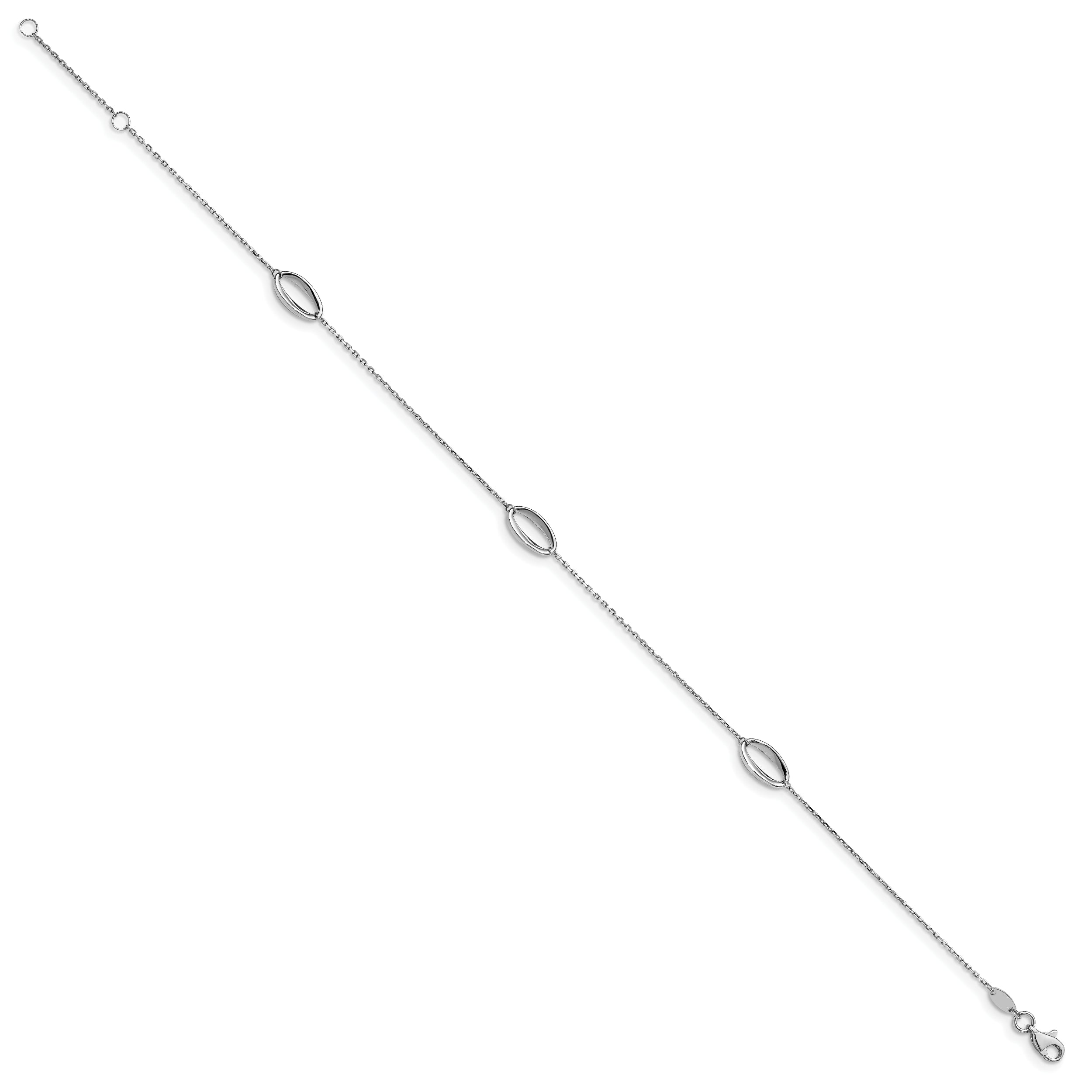 14K White Gold Polished w/1 in ext. Anklet