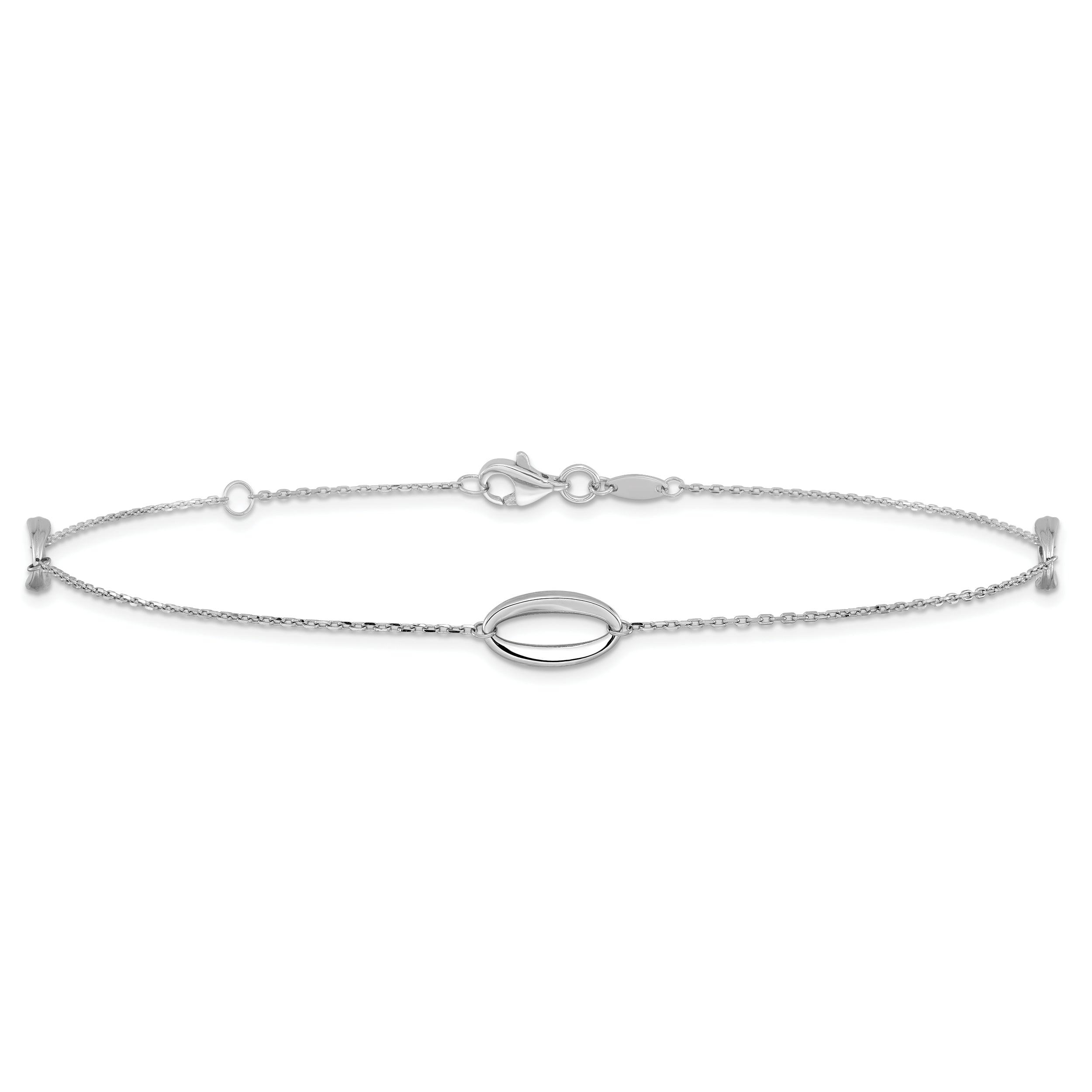 14K White Gold Polished w/1 in ext. Anklet