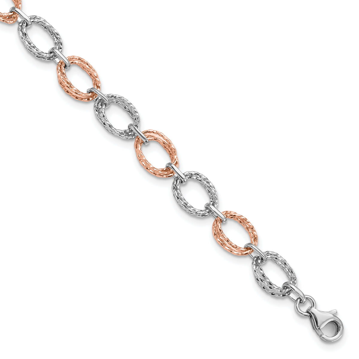 14K Two-tone Polished and Textured Bracelet
