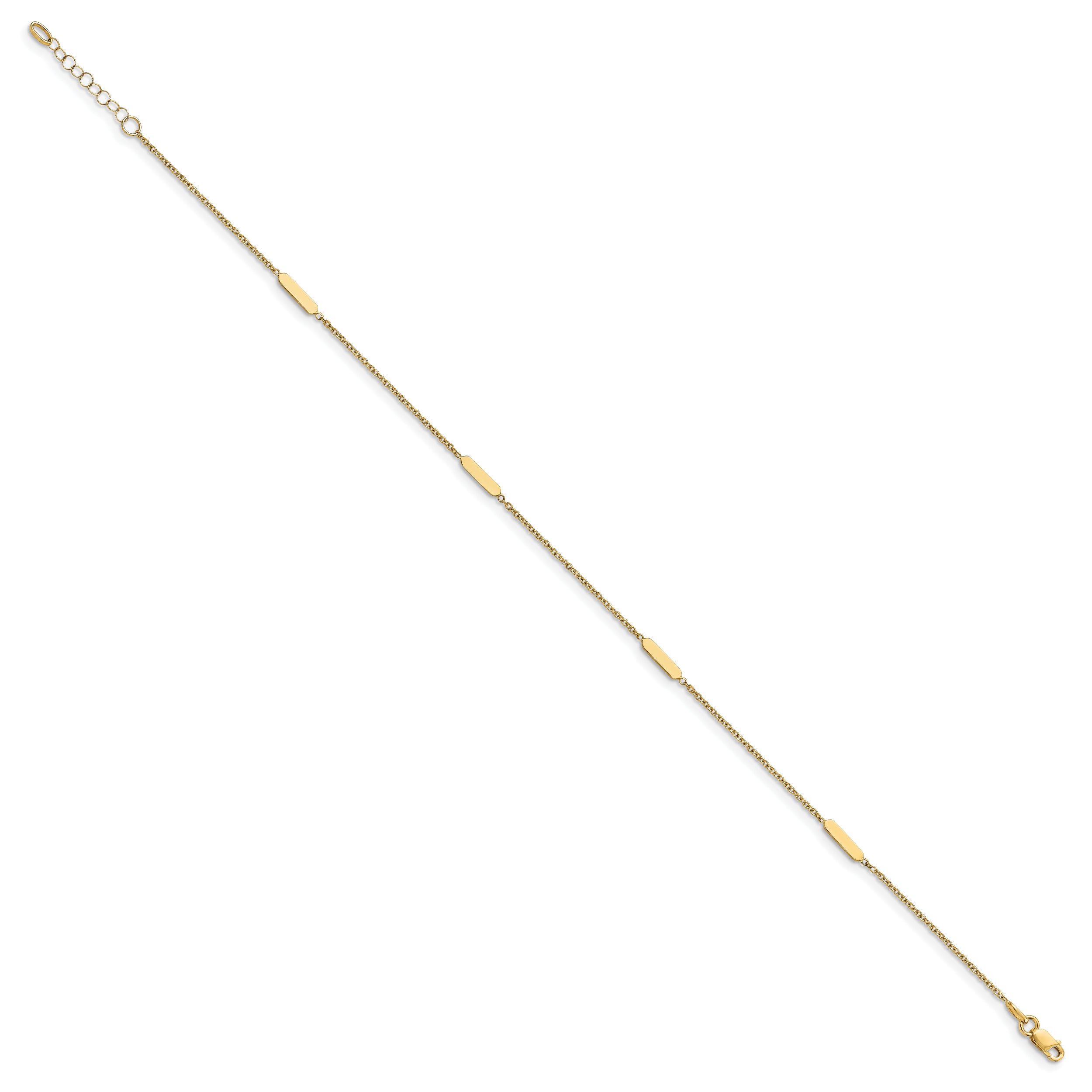14K Polished w/1 in ext. Anklet