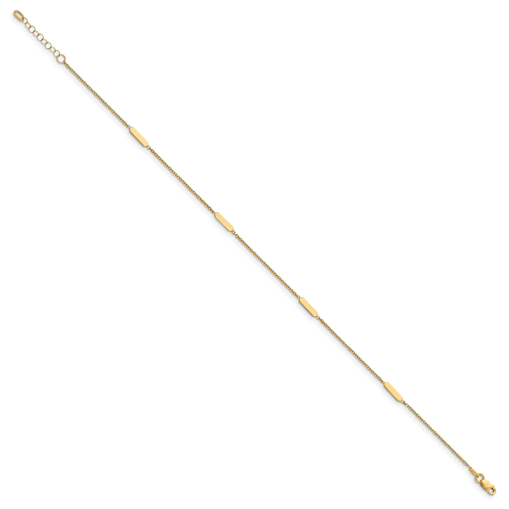 14K Polished w/1 in ext. Anklet