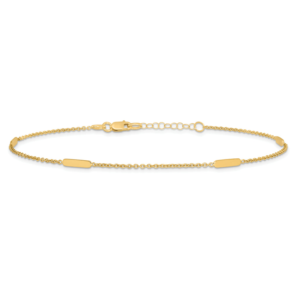 14K Polished w/1 in ext. Anklet