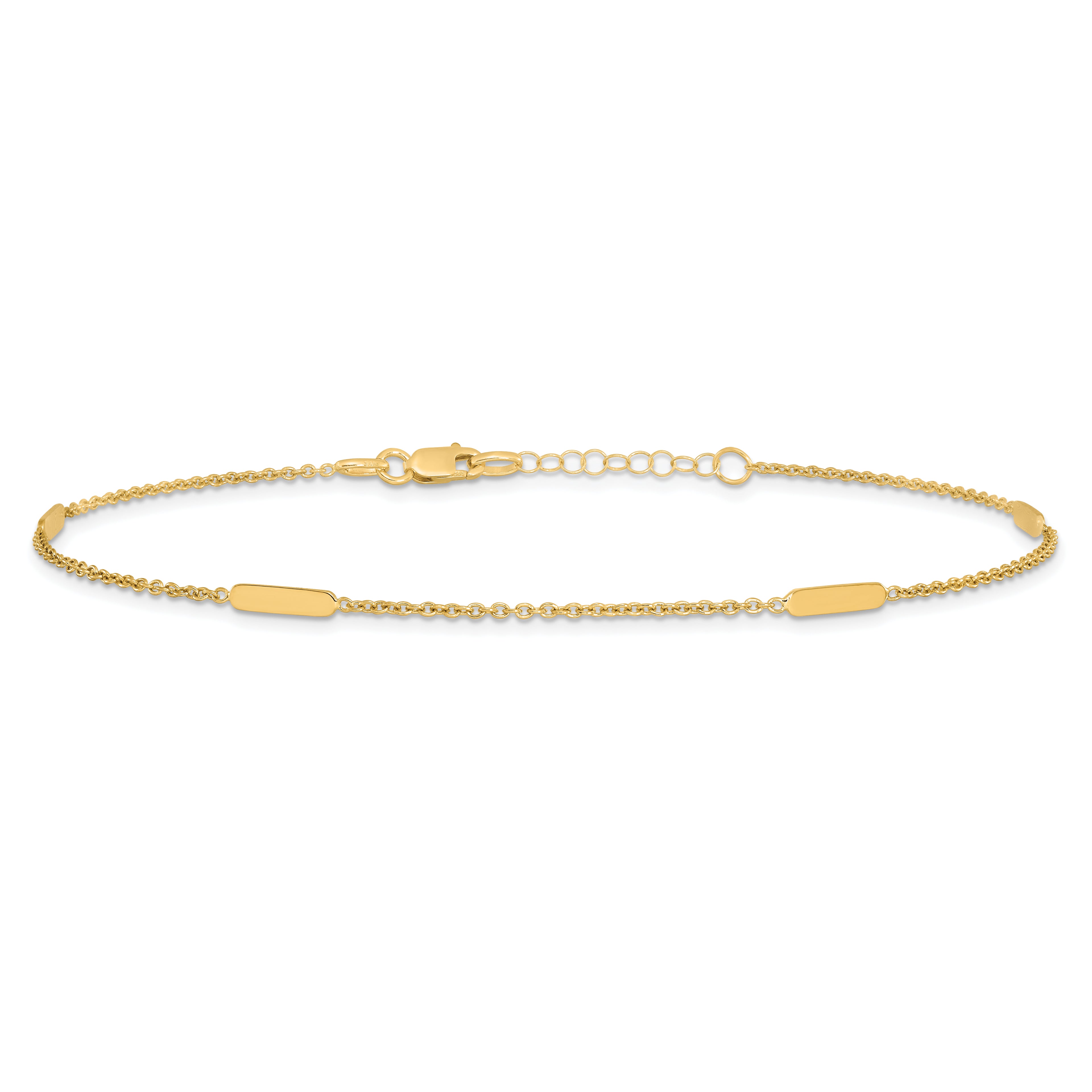 14K Polished w/1 in ext. Anklet