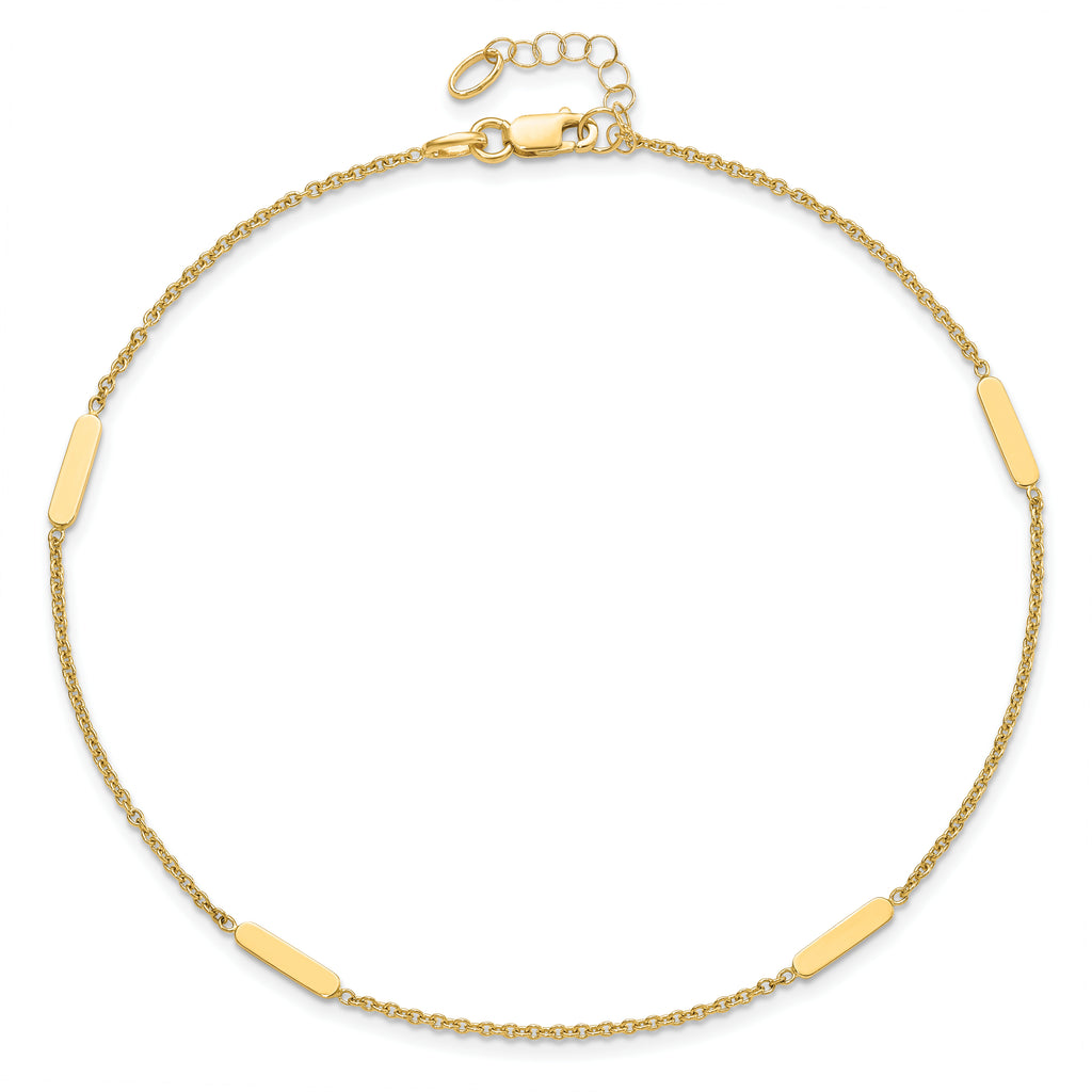 14K Polished w/1 in ext. Anklet