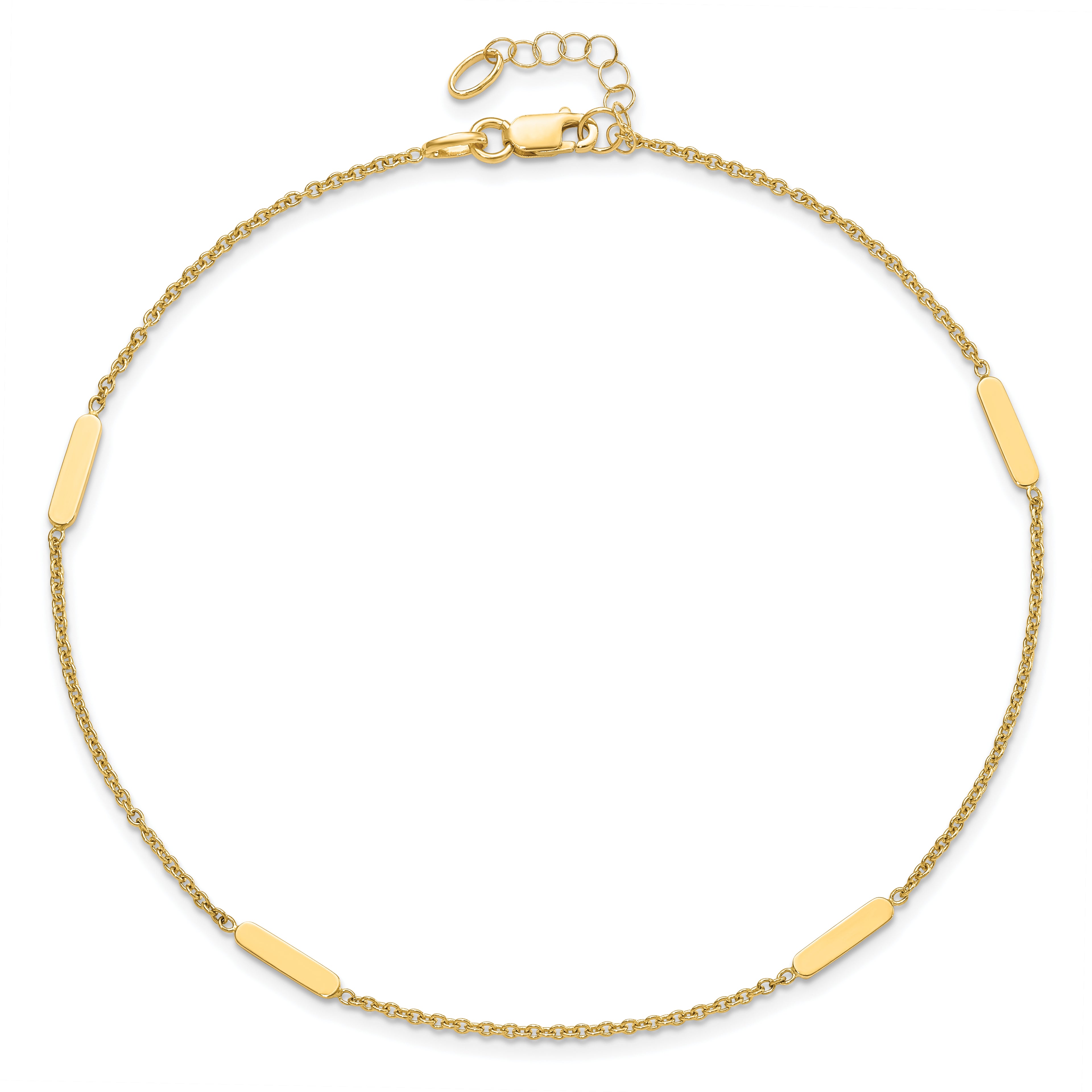 14K Polished w/1 in ext. Anklet