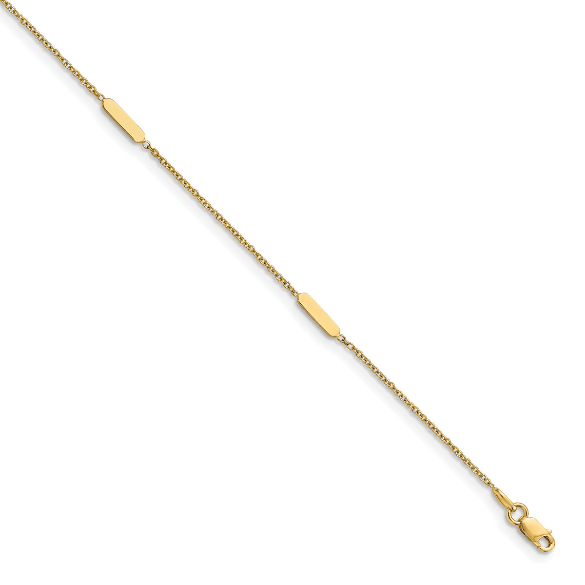 14K Polished w/1 in ext. Anklet