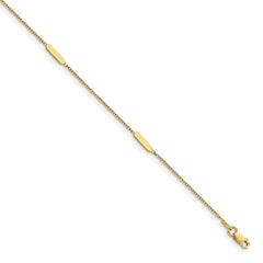 14K Polished w/1 in ext. Anklet