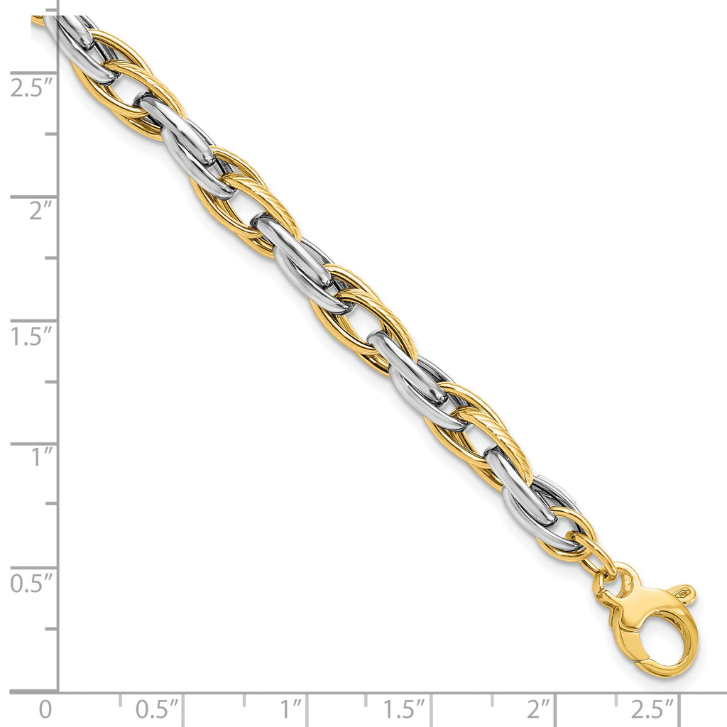 14K Two-tone Polished w/.5in ext. Bracelet