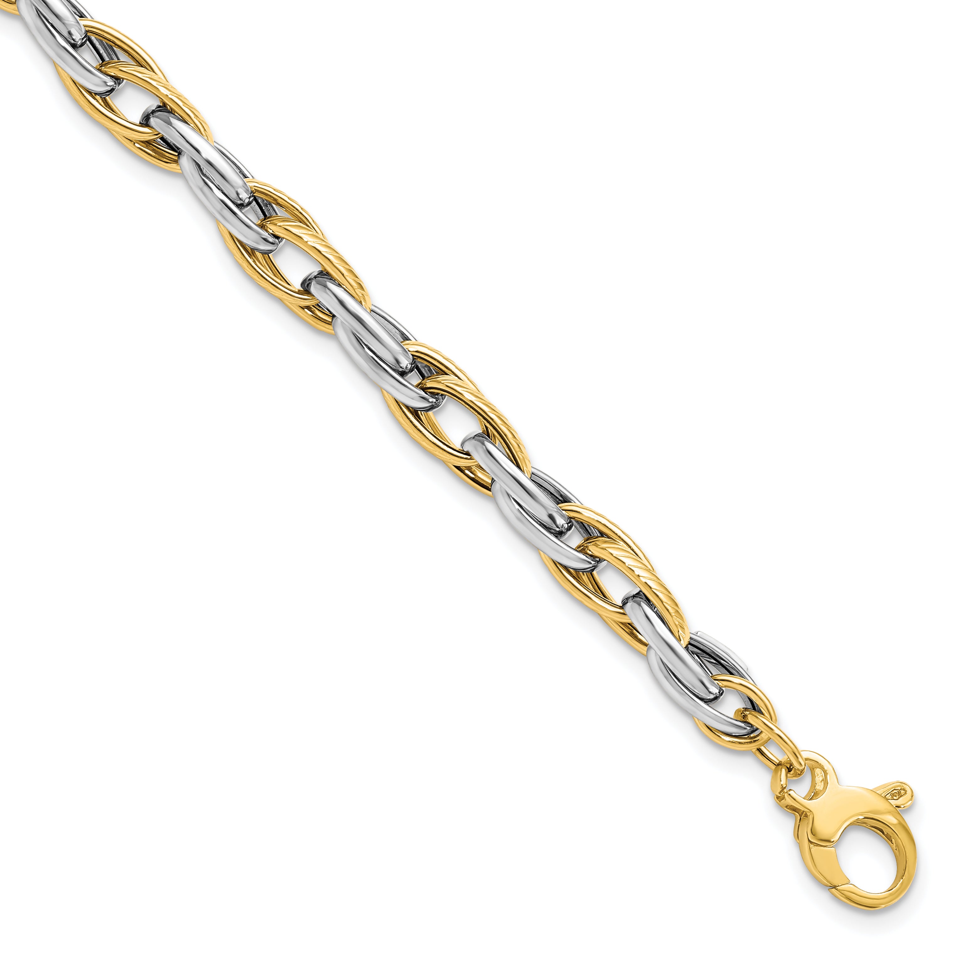 14K Two-tone Polished w/.5in ext. Bracelet Main image