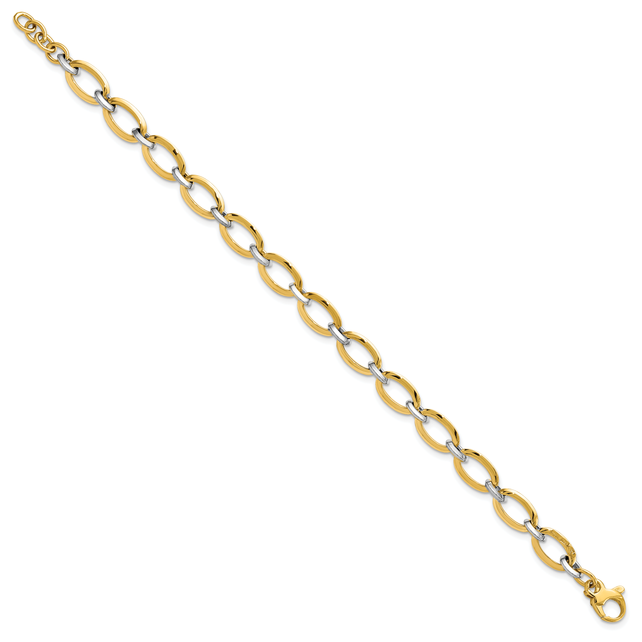 Two-Tone Polished Link Bracelet in 14K Gold, 7 inch, 5.37mm Secondary image