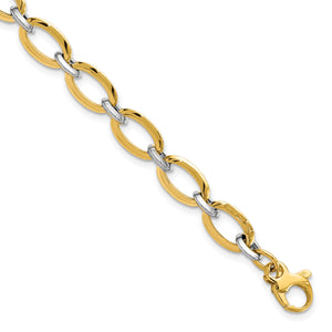 14K Two-tone Polished w/.5in ext. Bracelet