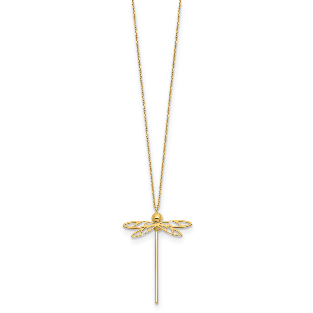 14K Polished Dragonfly w/2 in ext. Necklace