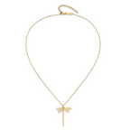 14K Polished Dragonfly w/2 in ext. Necklace