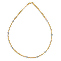14K with Rhodium Polished D/C Mesh Necklace