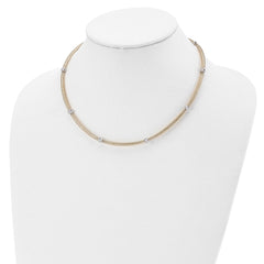 14K with Rhodium Polished D/C Mesh Necklace