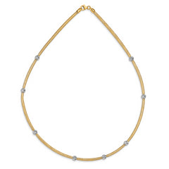 14K with Rhodium Polished D/C Mesh Necklace