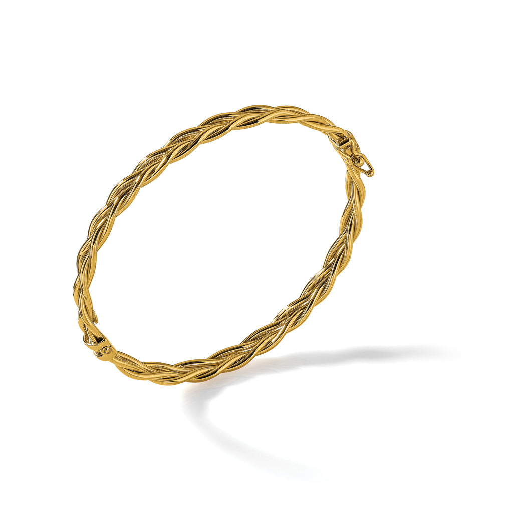 14K Polished Weaved Hinged Bangle