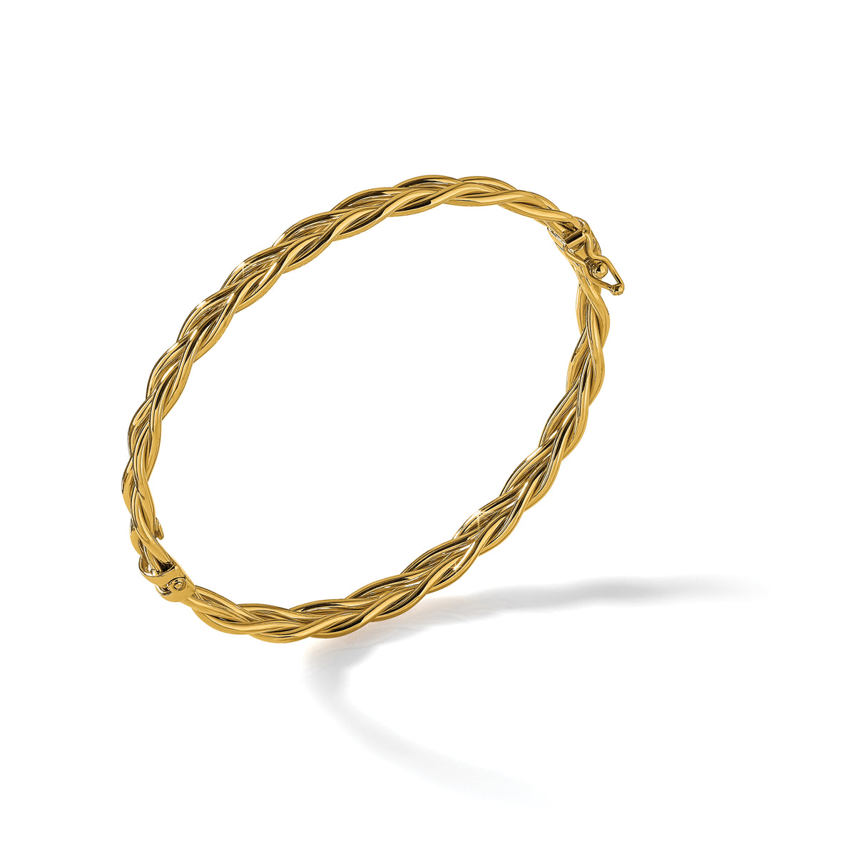 14K Polished Weaved Hinged Bangle