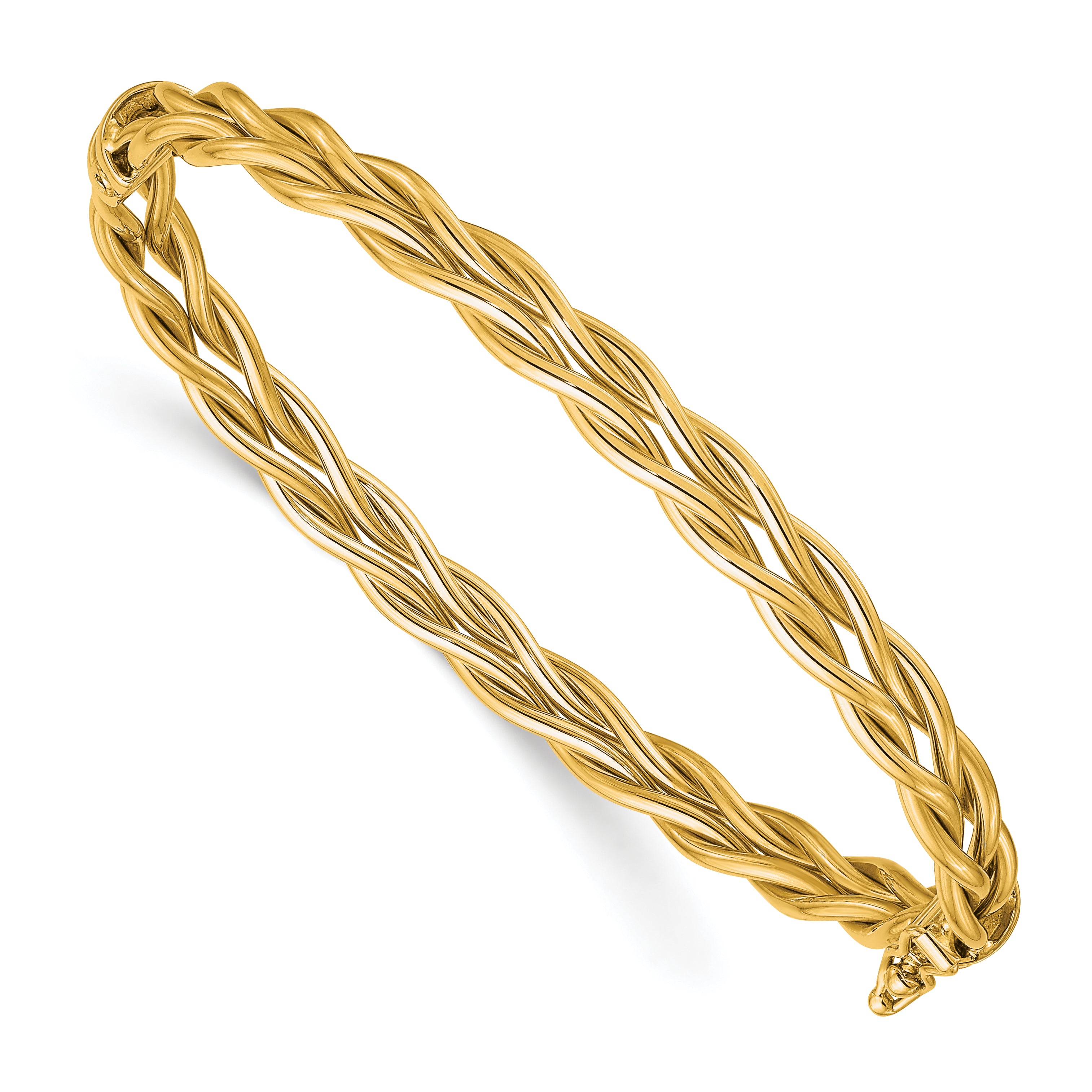 14K Polished Weaved Hinged Bangle Secondary image