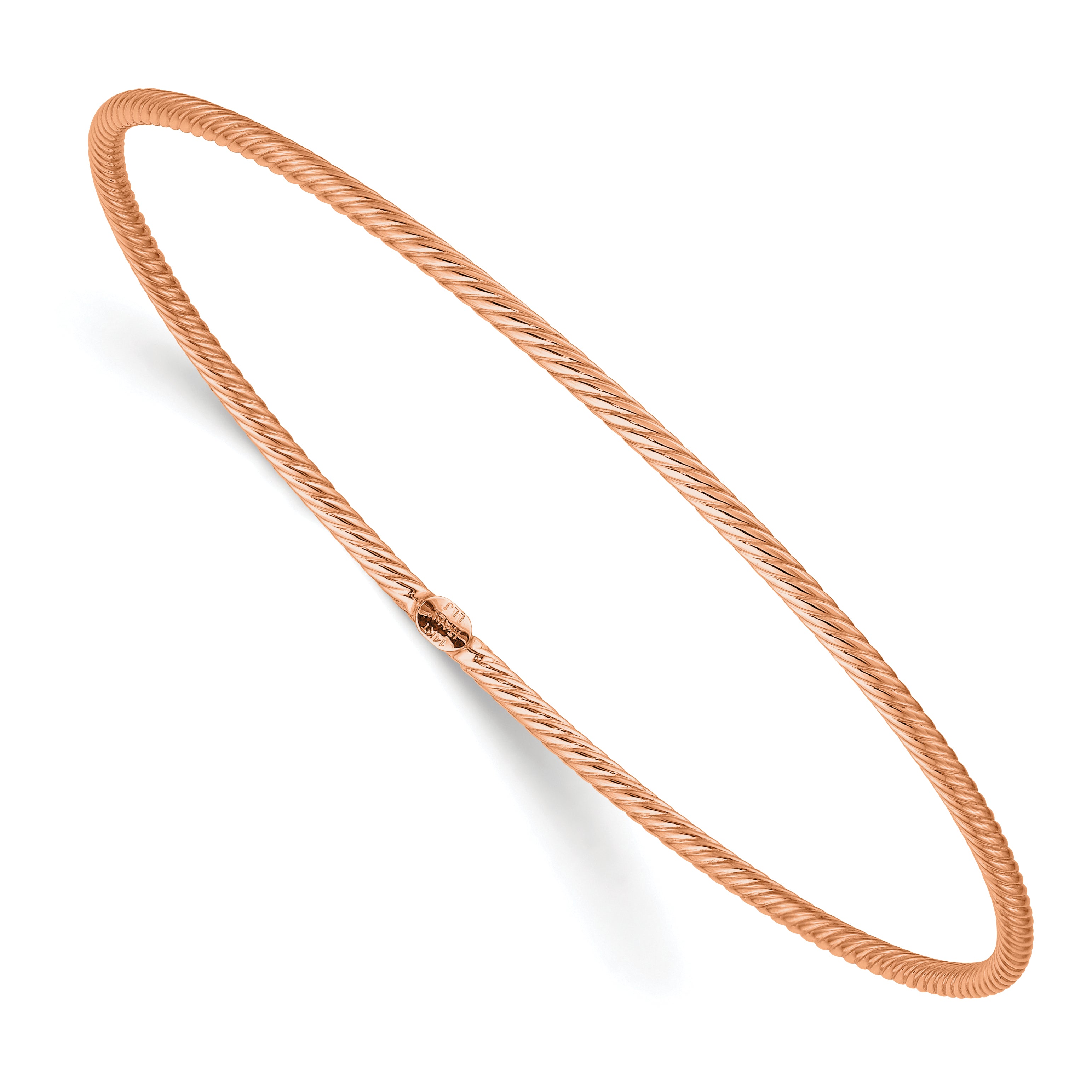 14K Rose Gold Polished Textured Slip-on Bangle Secondary image