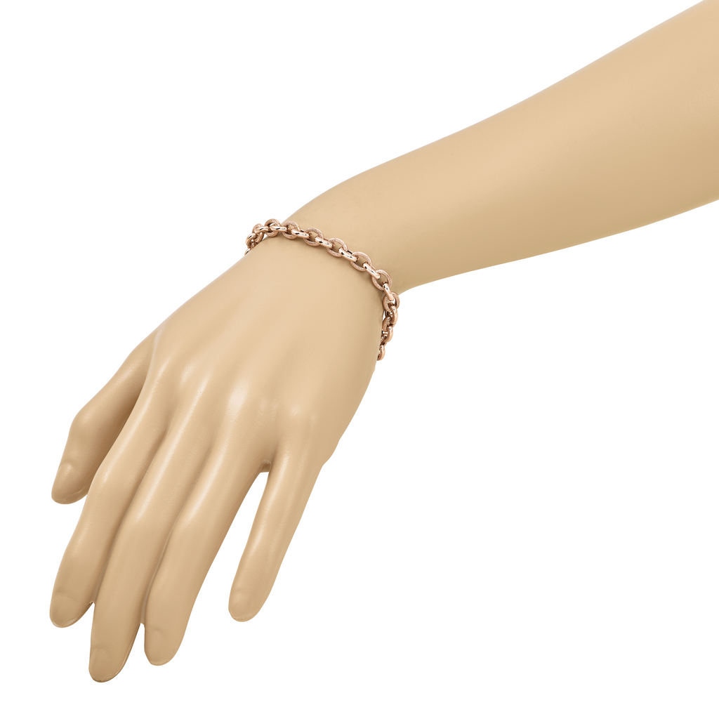 14K Rose Gold Textured Link Bracelet