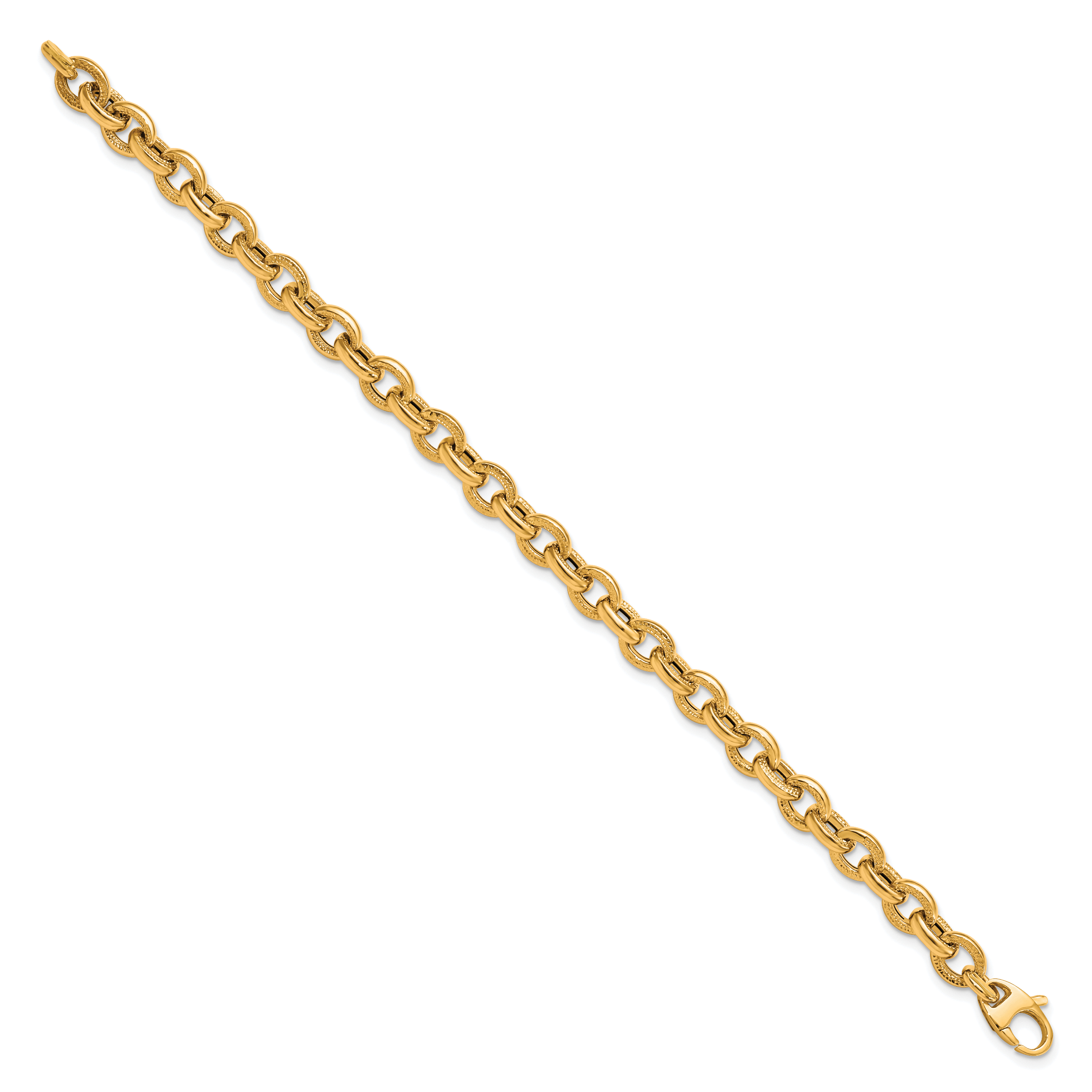 14K Polished and Textured Link Bracelet Secondary image