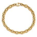 14K Polished and Textured Link Bracelet