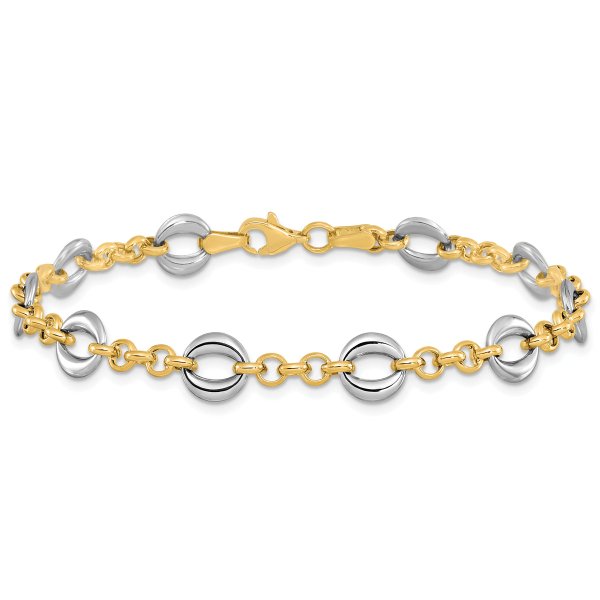 14k Two-tone Polished Fancy Link Bracelet