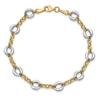 14k Two-tone Polished Fancy Link Bracelet