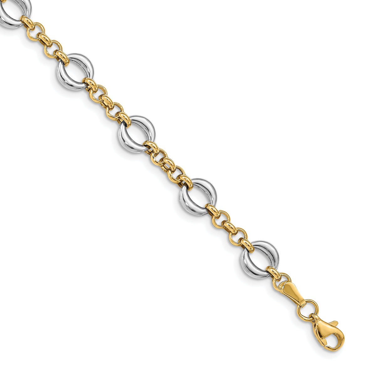 14k Two-tone Polished Fancy Link Bracelet