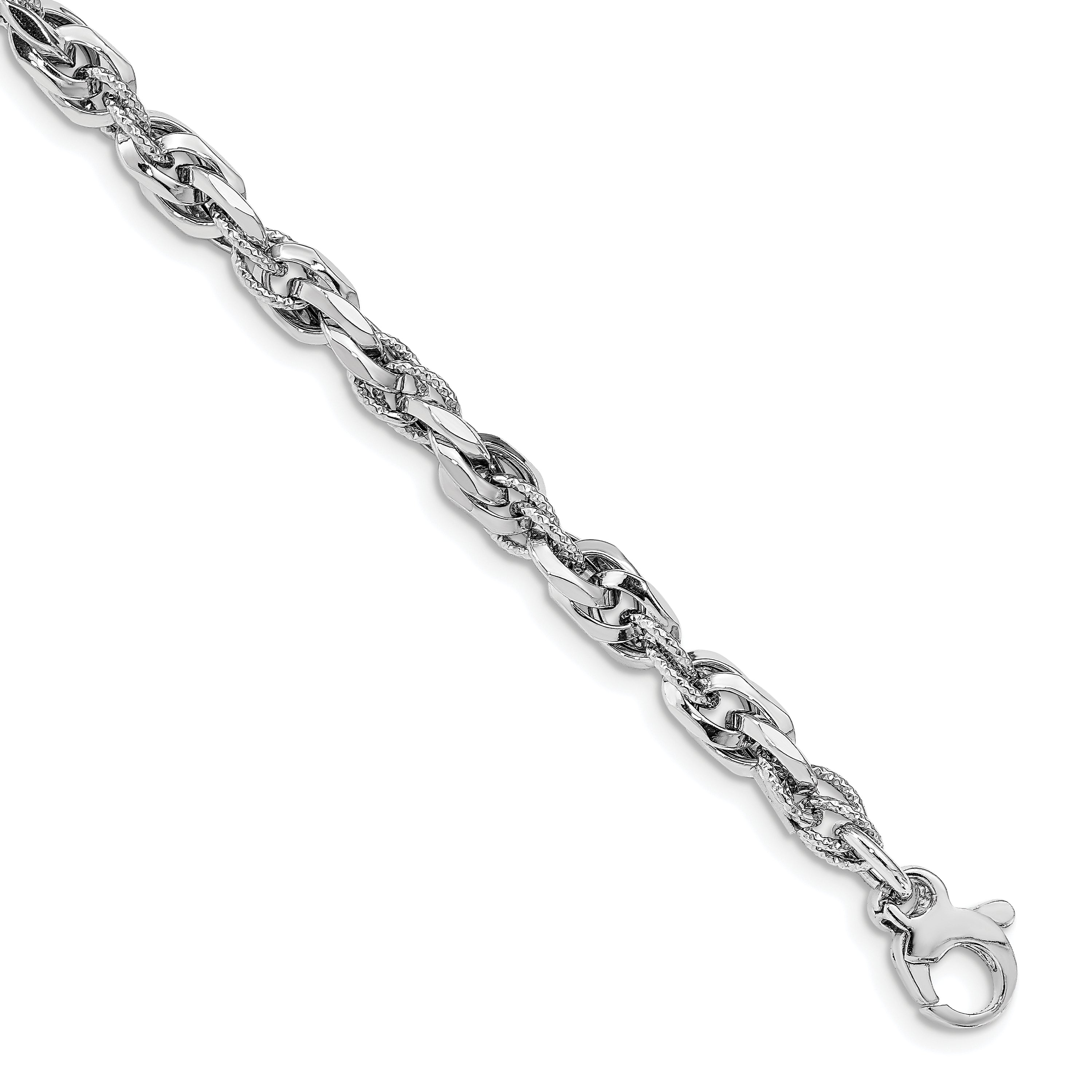 14k White Gold D/C Polished Link w/.5 Bracelet Main image