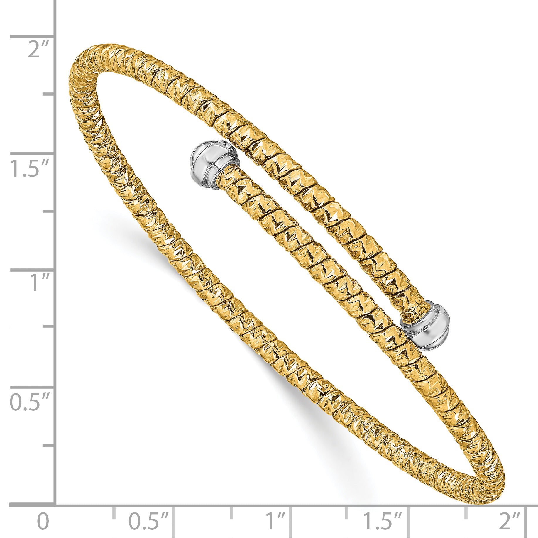 14k Two-tone Polished D/C Flexible Bangle Bracelet