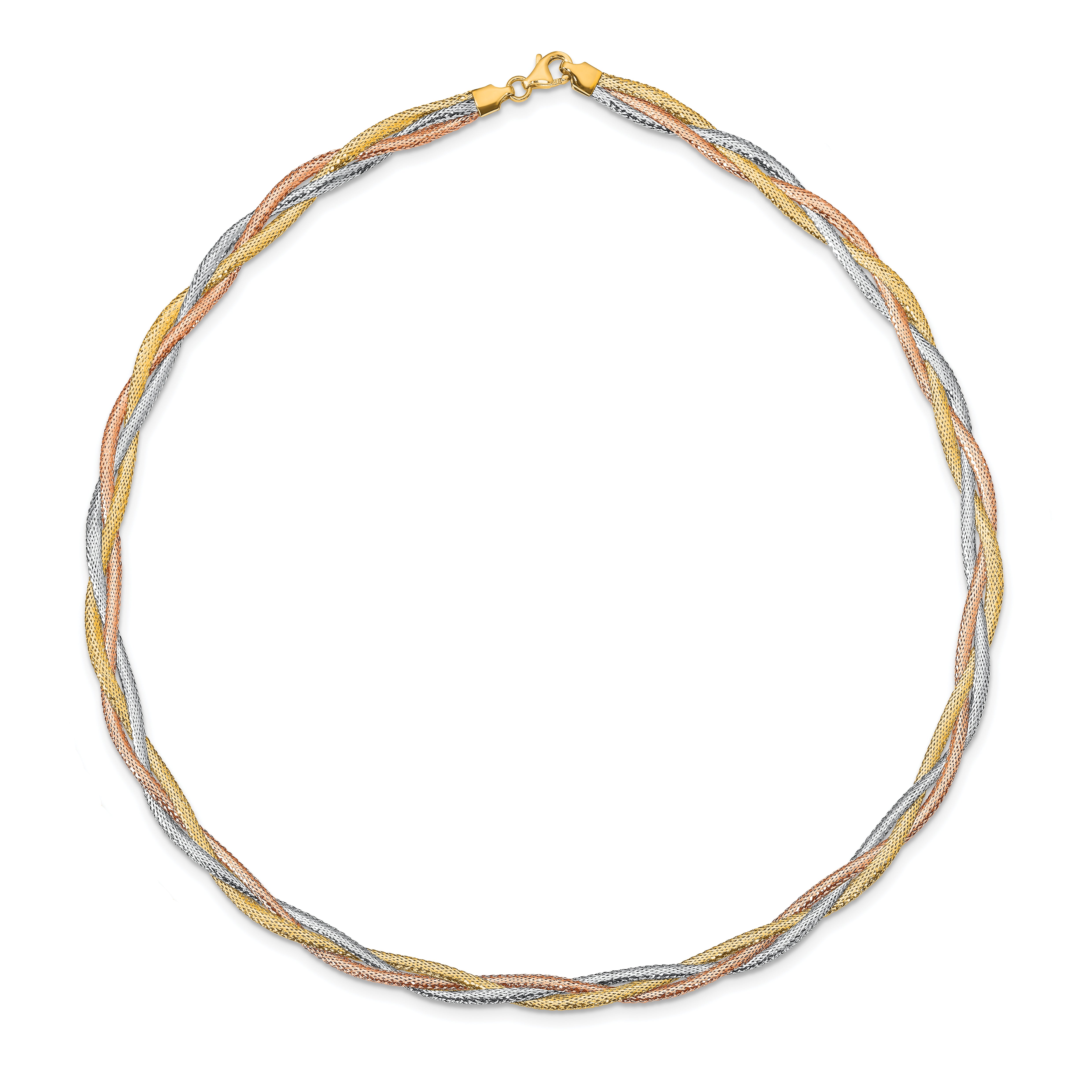14k w/Wht Rhodium/Rose Gold-plat Polished Mesh Necklace