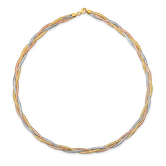 14k w/Wht Rhodium/Rose Gold-plat Polished Mesh Necklace