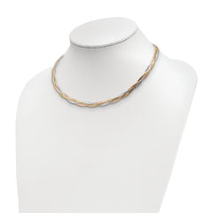14k w/Wht Rhodium/Rose Gold-plat Polished Mesh Necklace