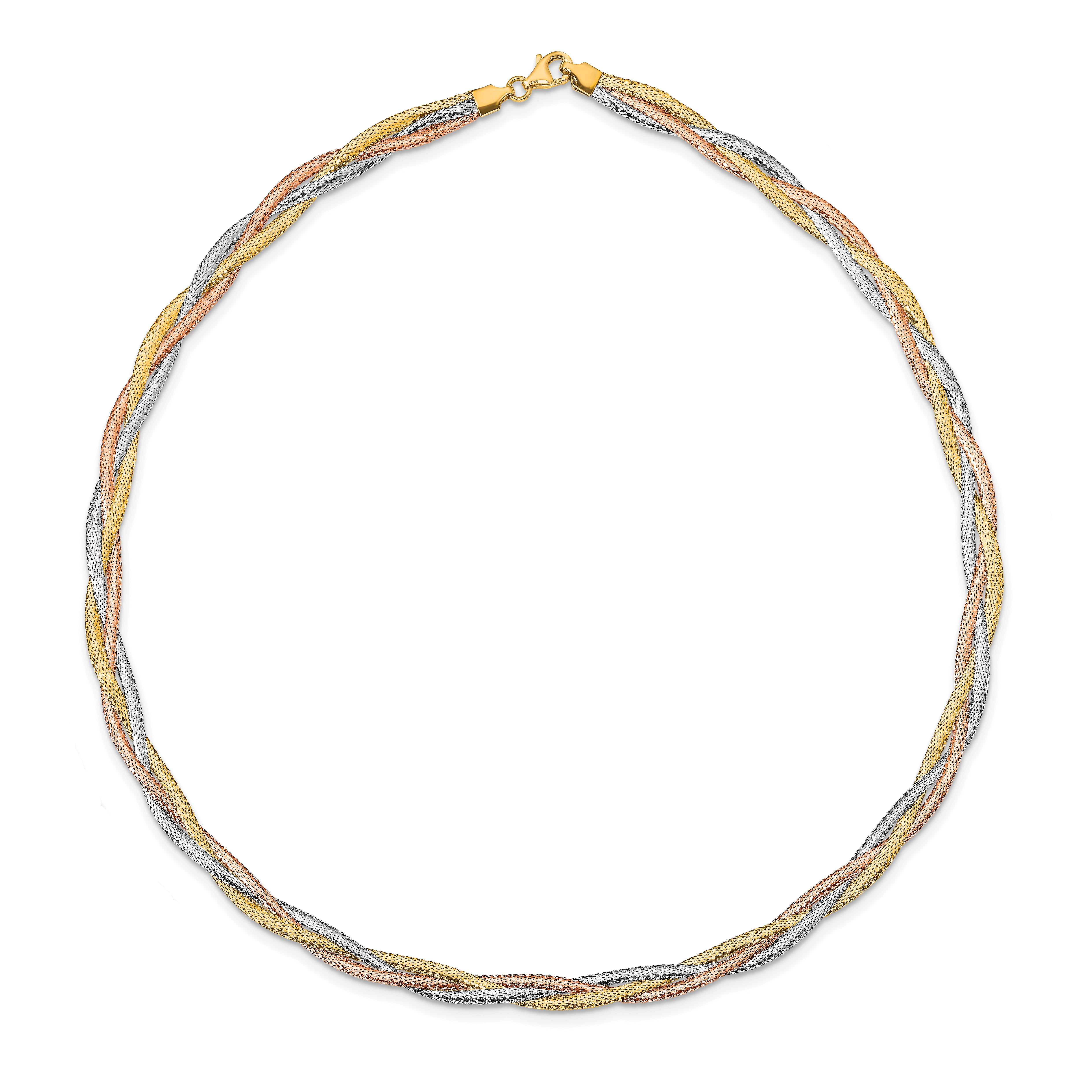14k w/Wht Rhodium/Rose Gold-plat Polished Mesh Necklace