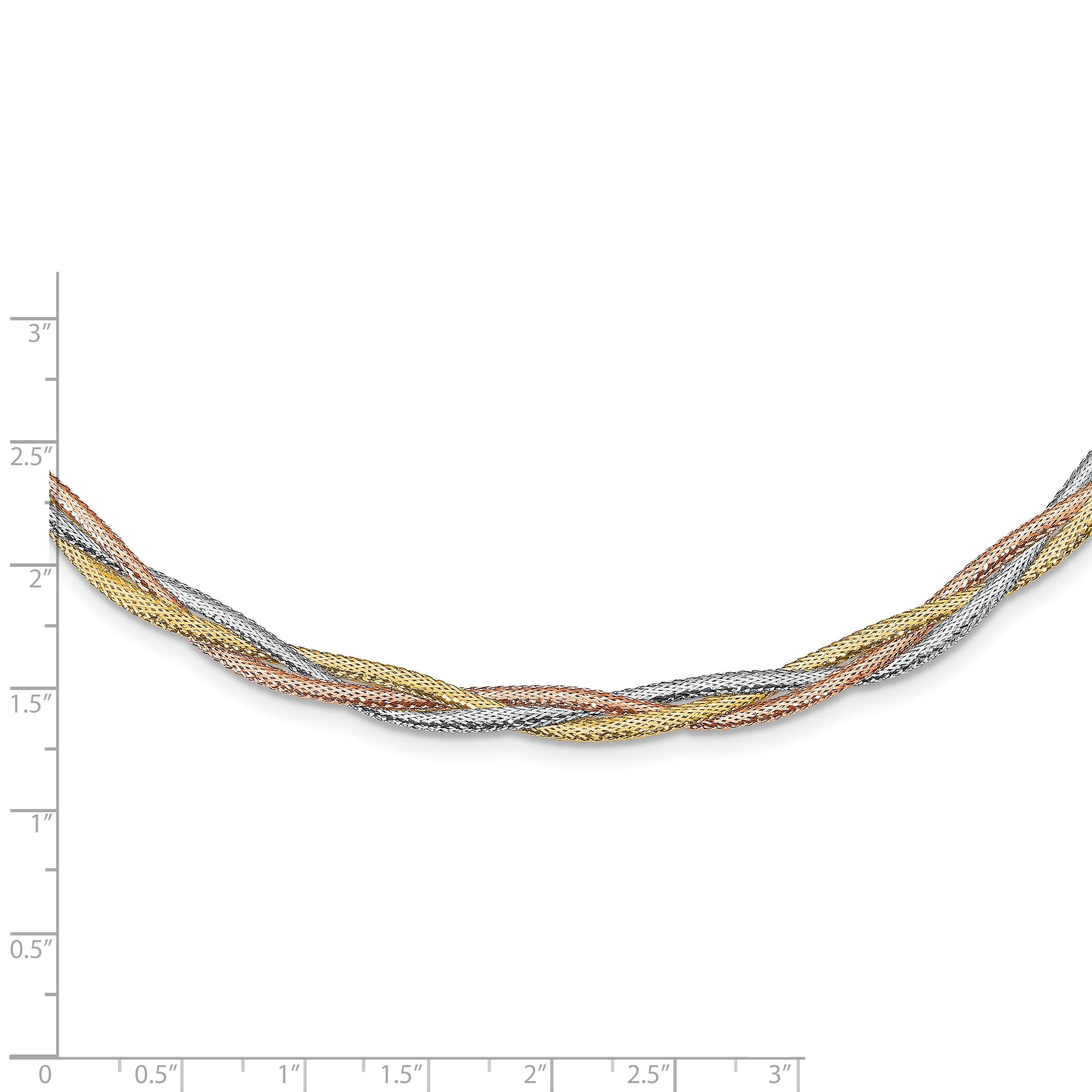 14k w/Wht Rhodium/Rose Gold-plat Polished Mesh Necklace