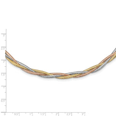 14k w/Wht Rhodium/Rose Gold-plat Polished Mesh Necklace