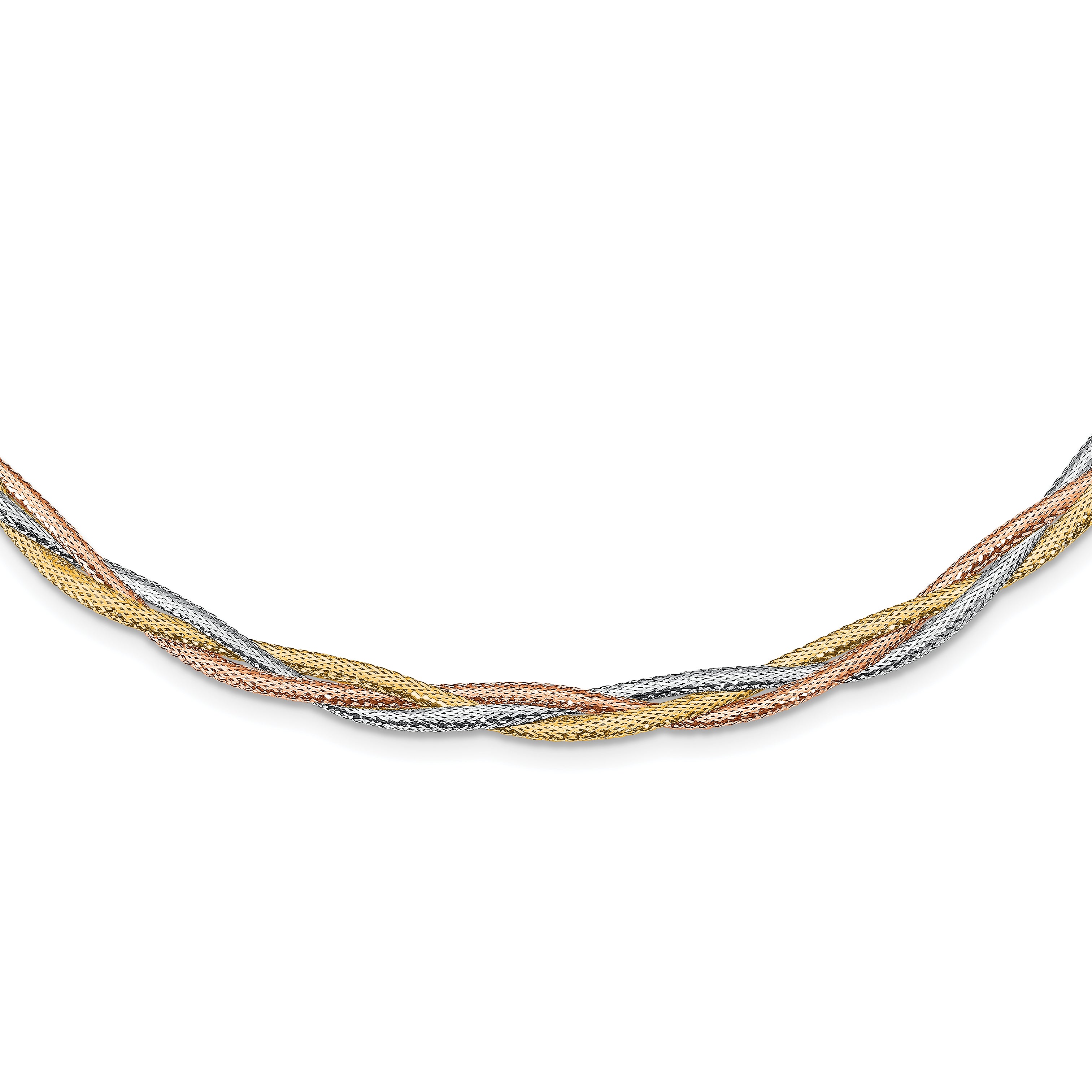 14k w/Wht Rhodium/Rose Gold-plat Polished Mesh Necklace Main image