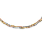 14k w/Wht Rhodium/Rose Gold-plat Polished Mesh Necklace