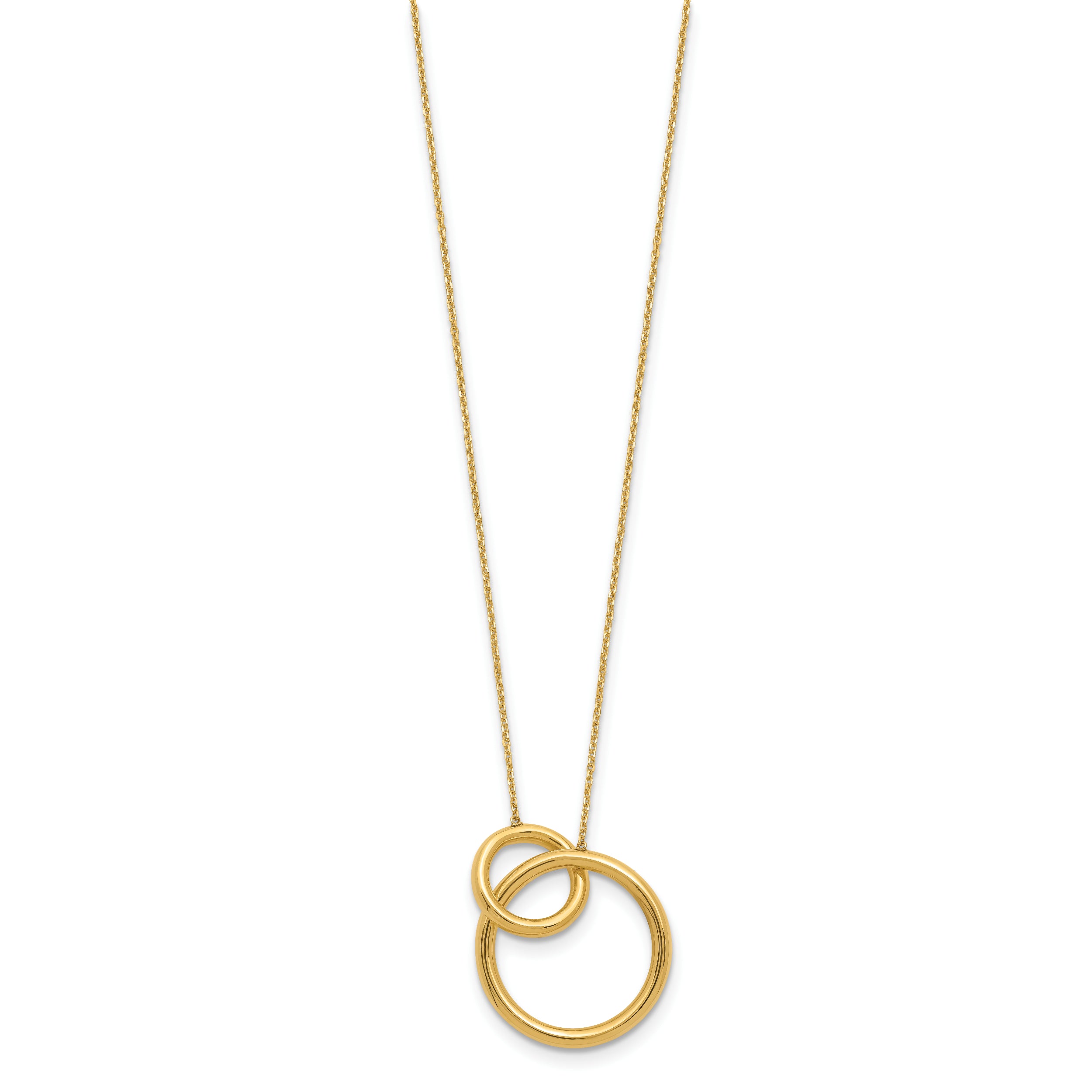 14K Polished Circles 17 Inch with 2 Inch Extender Necklace