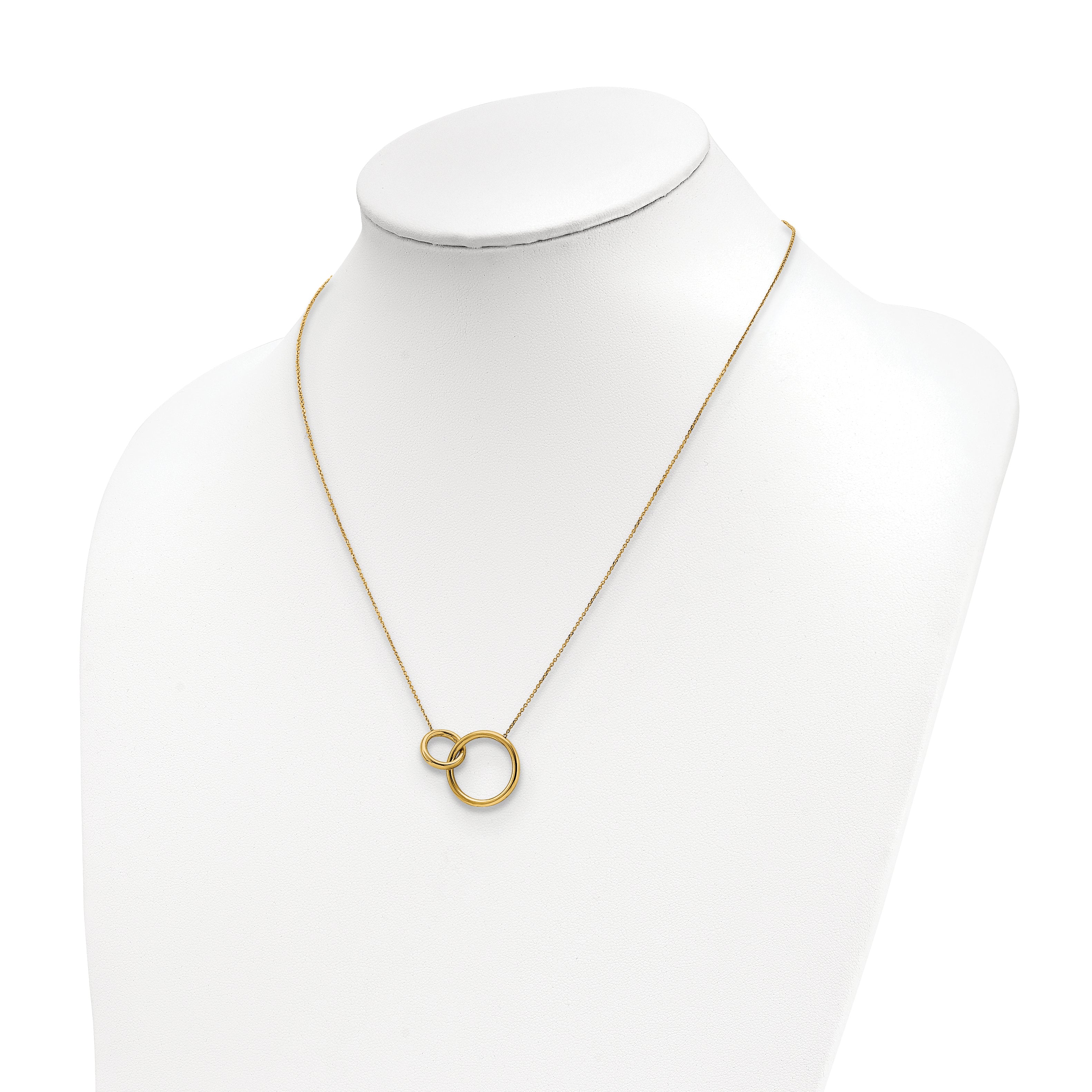 14K Polished Circles 17 Inch with 2 Inch Extender Necklace