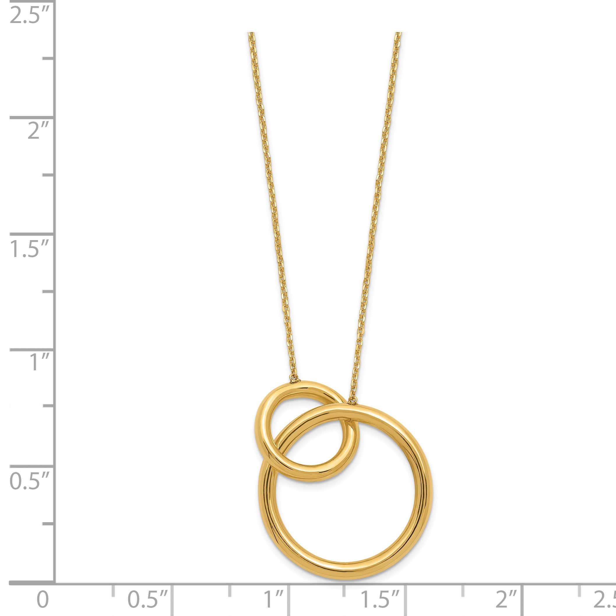 14K Polished Circles 17 Inch with 2 Inch Extender Necklace