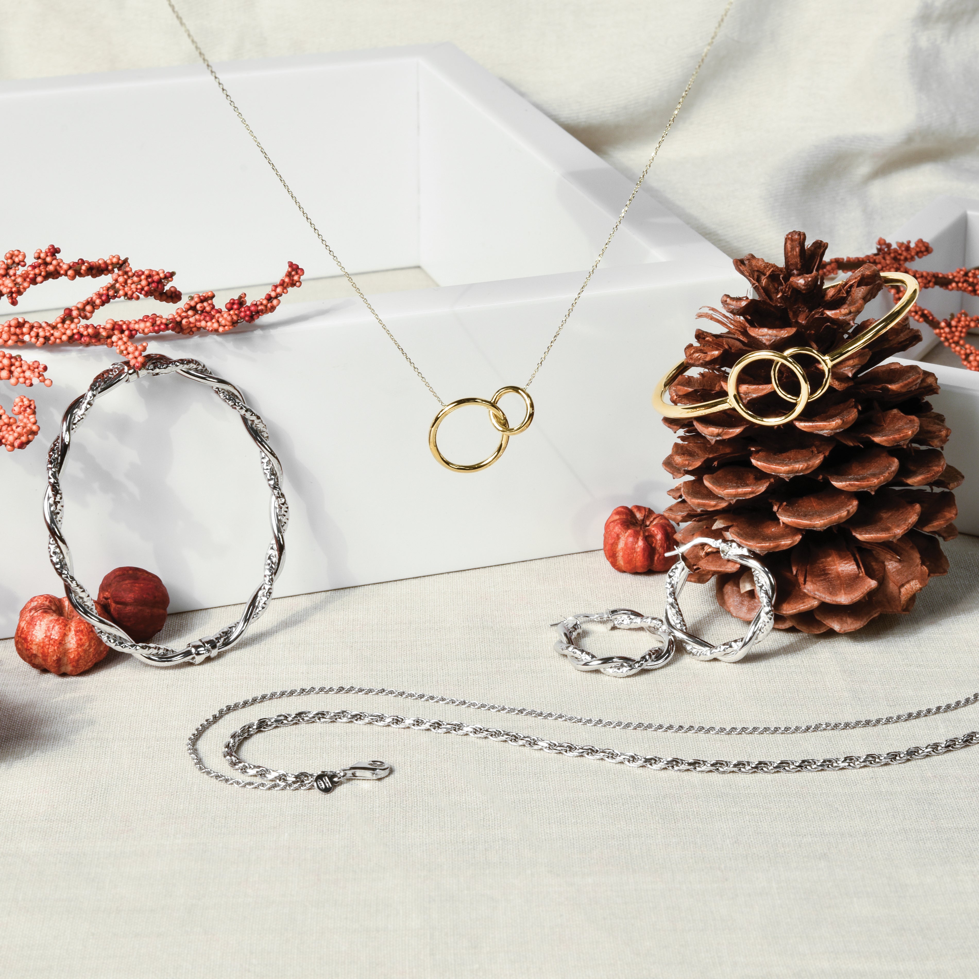 14K Polished Circles 17 Inch with 2 Inch Extender Necklace