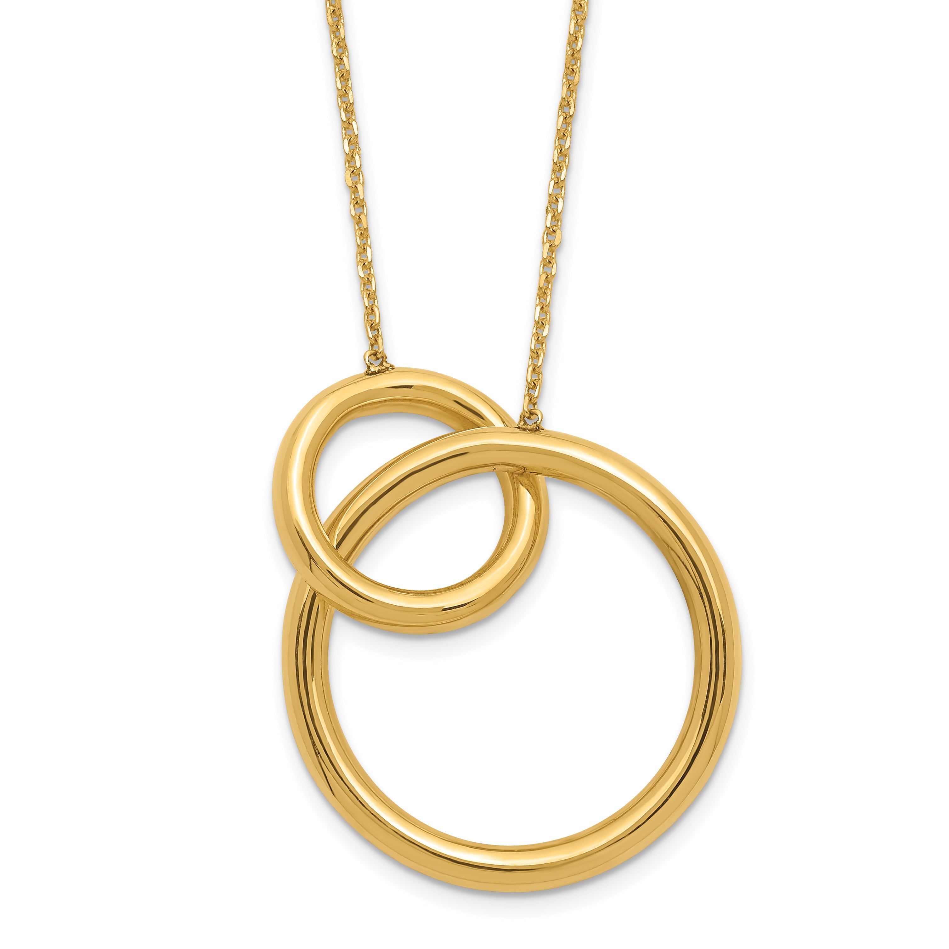 14K Polished Circles 17 Inch with 2 Inch Extender Necklace