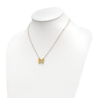 14k Polished and Brushed Butterfly w/ 2in ext Necklace