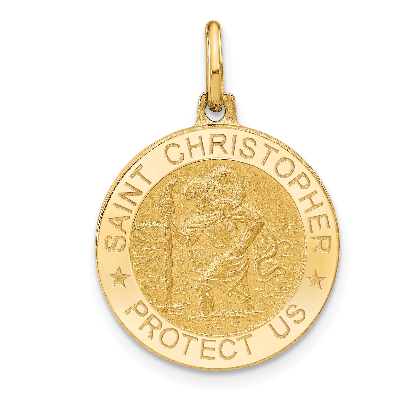 14k Polished and Satin Round St. Christopher Pendant Main image