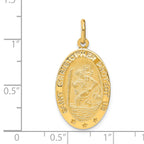 14k Polished and Satin Oval St. Christopher Pendant