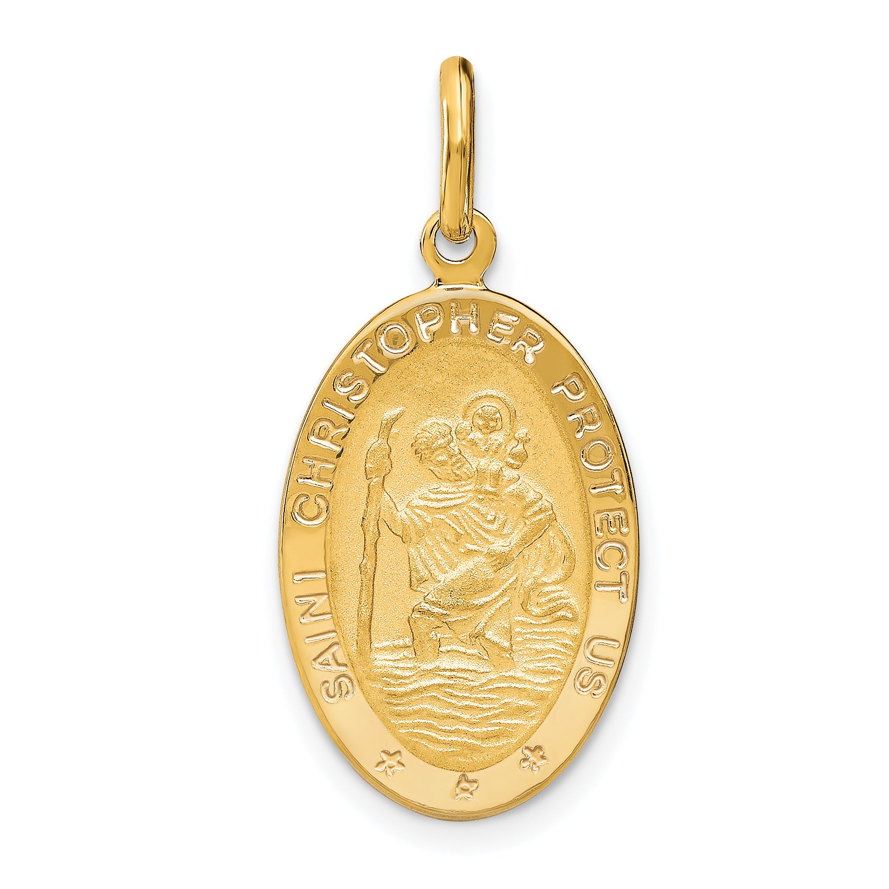 14k Polished and Satin Oval St. Christopher Pendant Main image