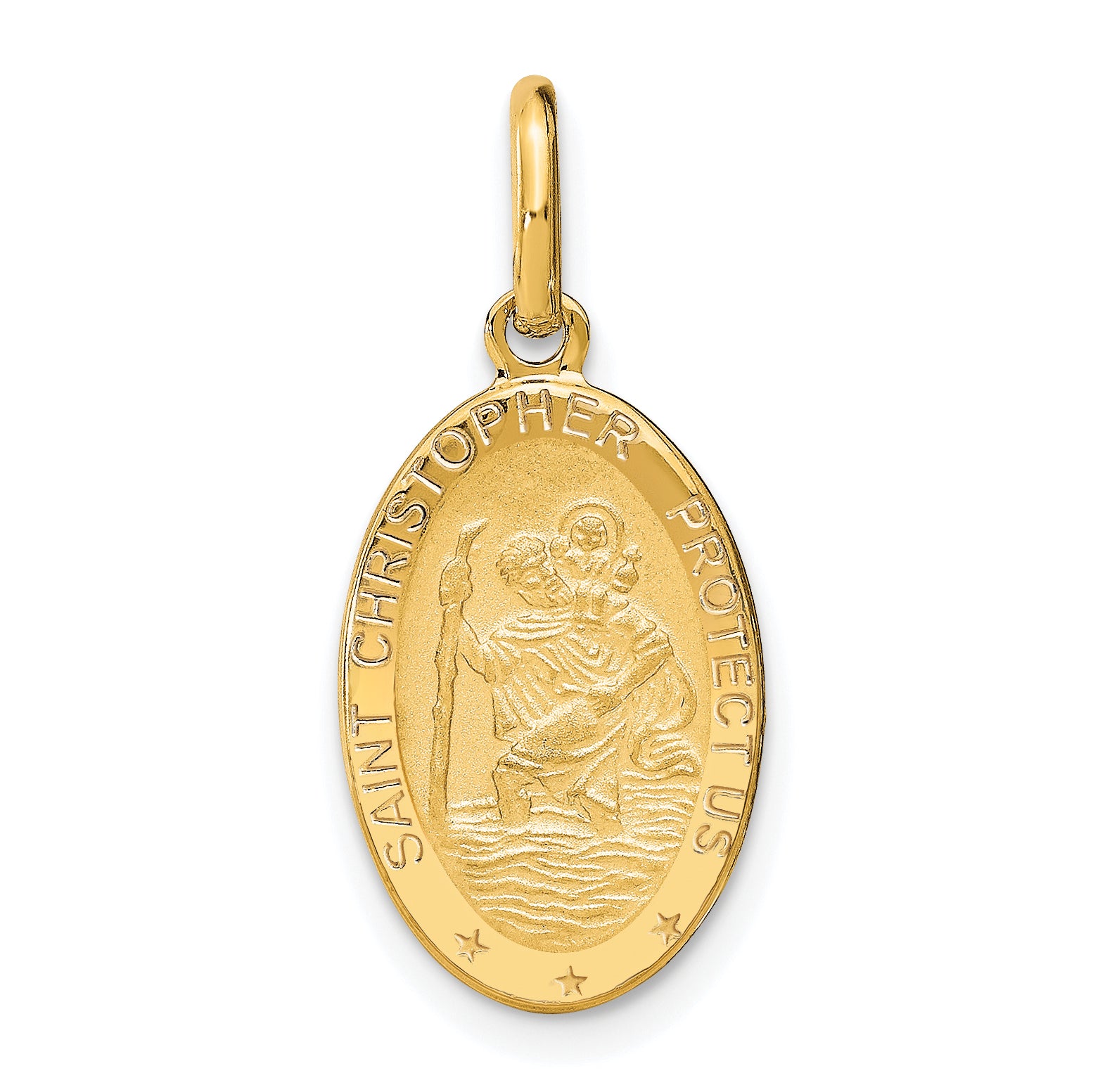 14k Polished and Satin Oval St. Christopher Pendant Main image